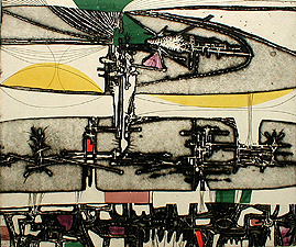 Gabor Peterdi  Spawning III  intaglio print  1952  27.9 x 43.2 cm  Private collection
